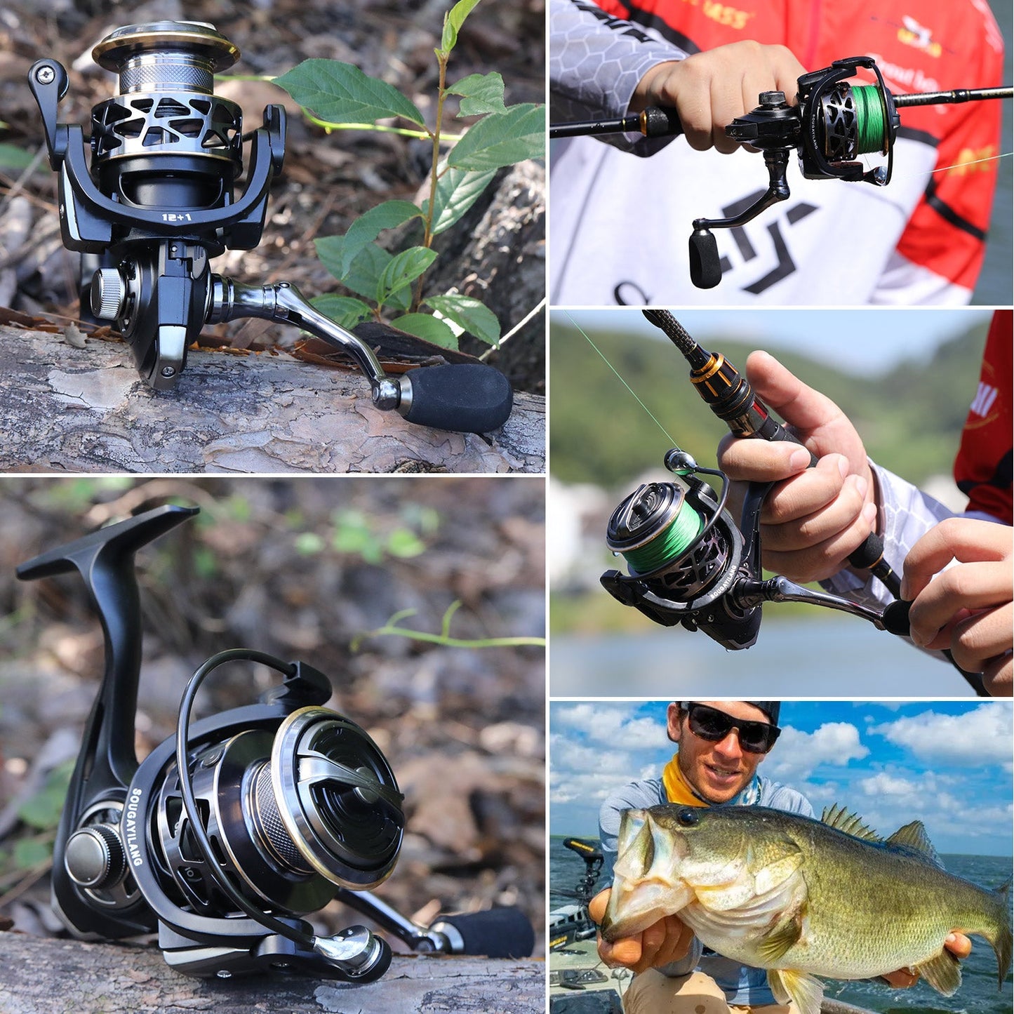 Sougayilang Spinning Reel - 6.2:1 High Speed Gear Ratio, Freshwater and Saltwater Fishing Reel with 12+1 Shieled BB, Max Drag 35Lbs