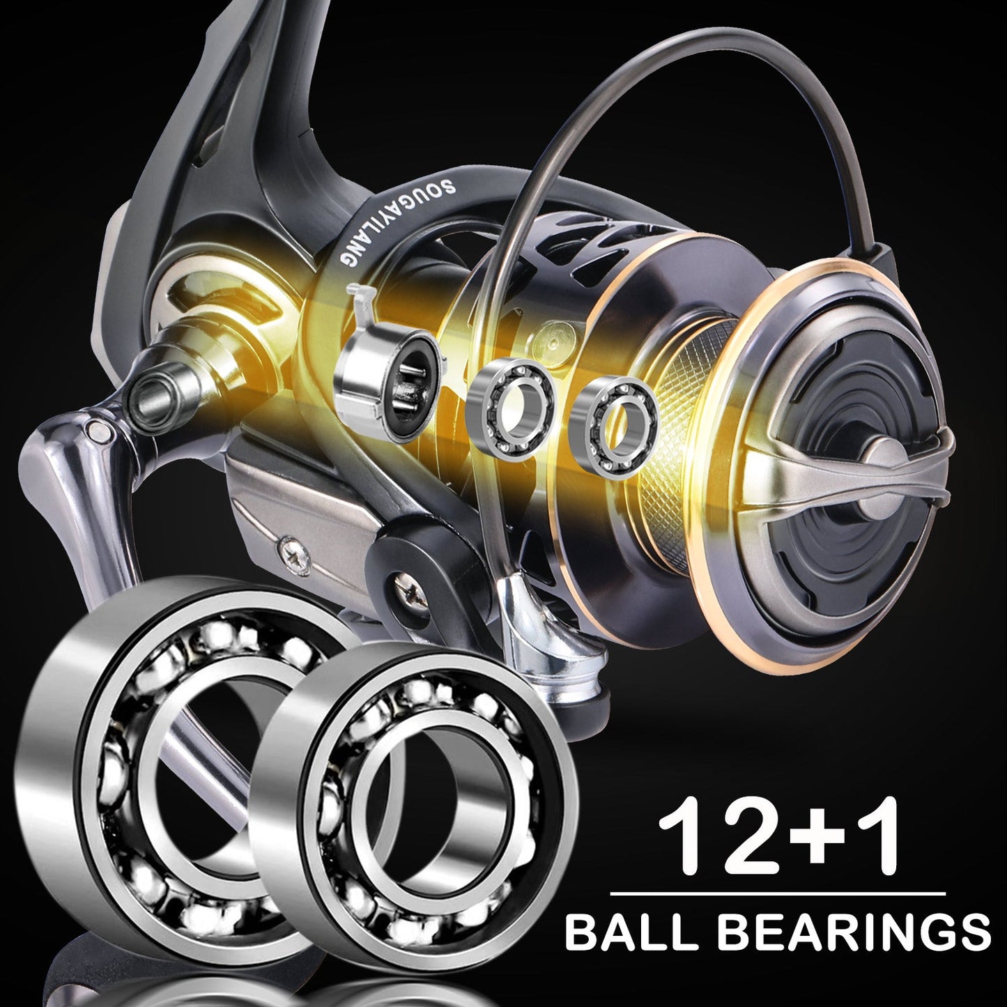 Sougayilang Spinning Reel - 6.2:1 High Speed Gear Ratio, Freshwater and Saltwater Fishing Reel with 12+1 Shieled BB, Max Drag 35Lbs